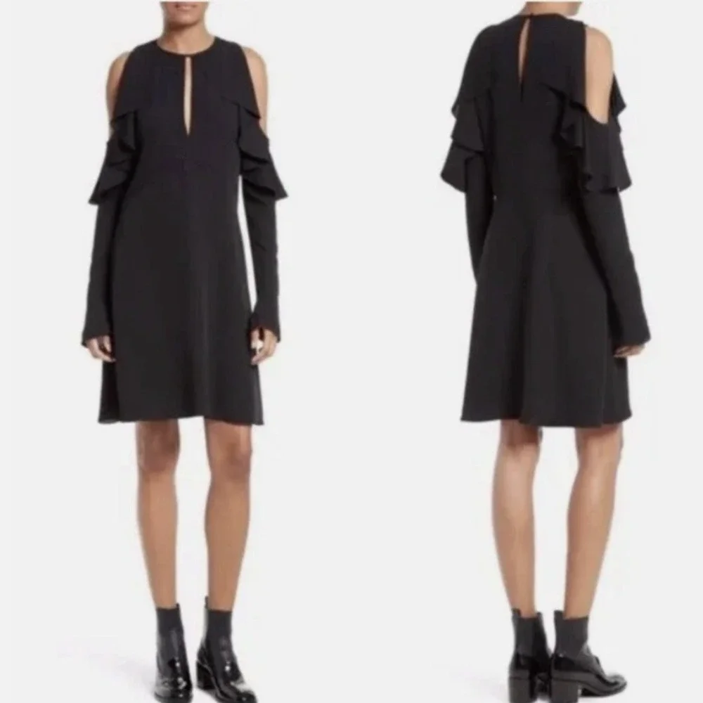 Theory Sophronia Silk Georgette Dress Women's 0 Black Party‎ Goth Whimsigoth